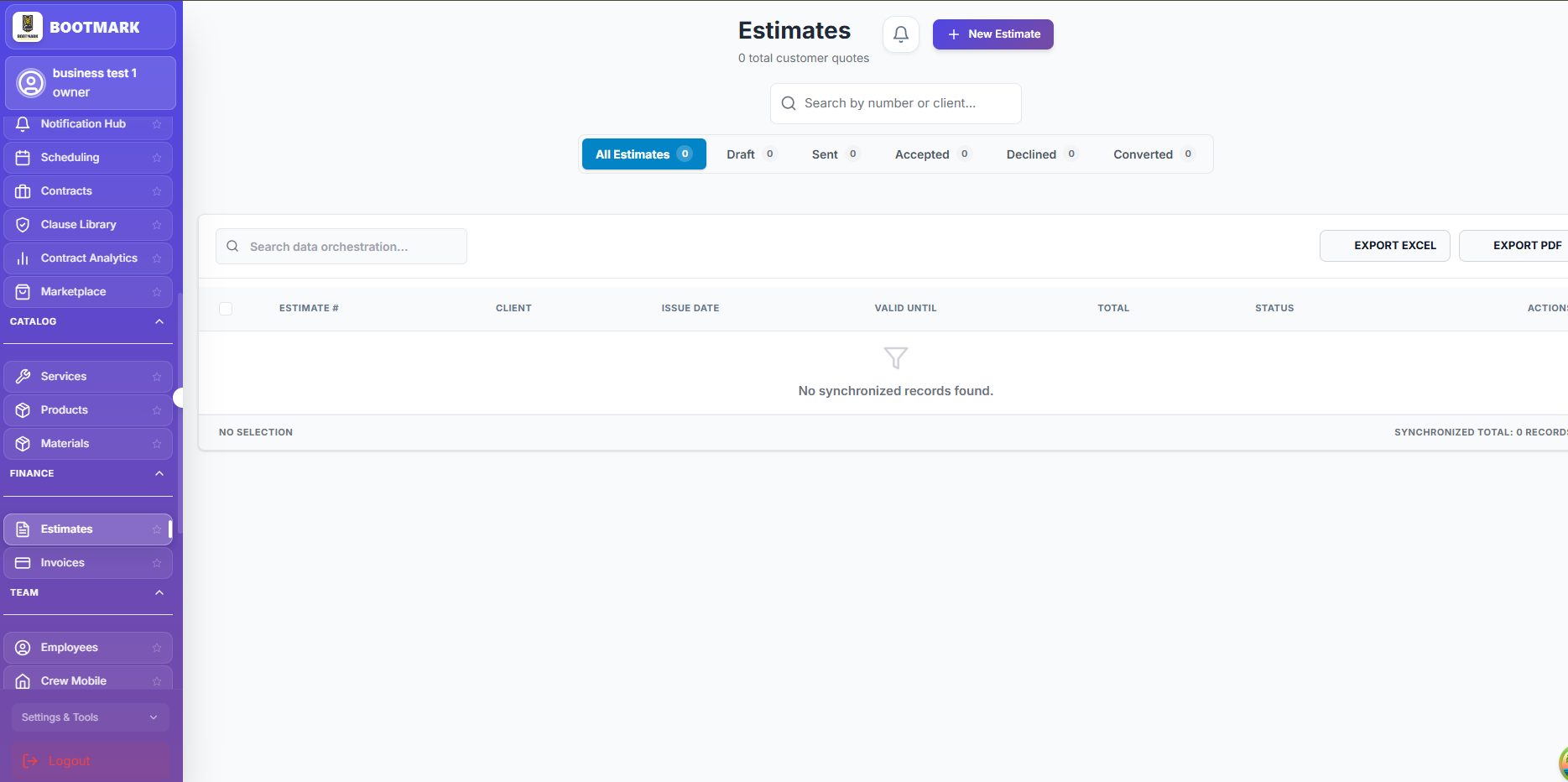 Estimates & Quotes — BOOTMARK screenshot